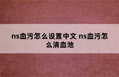 ns血污怎么设置中文 ns血污怎么清血池